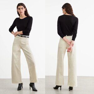 NWOT Nili Lotan Megan Pants White Twill Ankle Length High Rise Wide Leg Sz 6